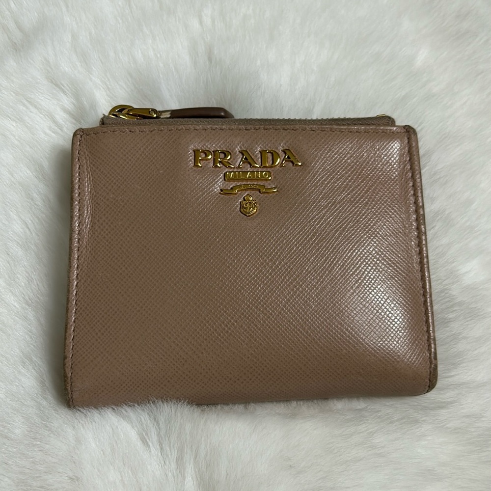 Prada Saffiano Leather mini snap wallet
